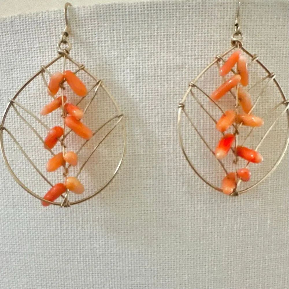 Handmade Bamboo Coral Leaf Earrings